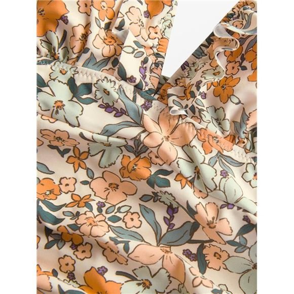 Women's Ruffled One Piece Swimsuit V Neck Lace Up - Picture 4 of 6